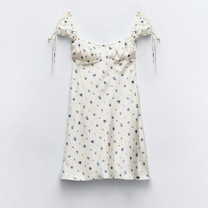 NWT Zara FLORAL SATIN DRESS 🫐